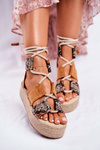 Espadryle Damskie Na Platformie Lniane Snake India