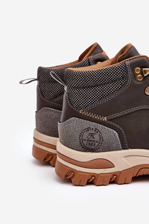 Męskie Buty Trekkingowe Trapery Sznurowane Szare Salomene