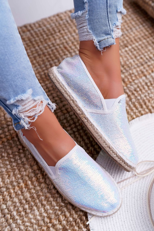 Espadryle Damskie Big Star Opalizujące Cekiny Białe DD274A162