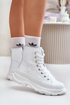 Skórzane Ocieplane Trampki Na Masywnej Platformie Big Star OO274A598 Białe