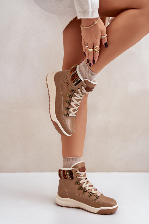 Skórzane Botki Damskie Ocieplane Lee Cooper LCJ-24-01-2985 Beżowe