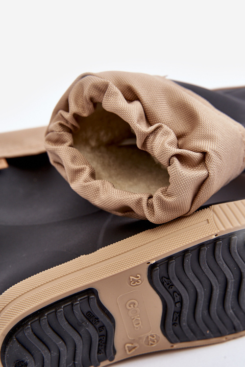 Dziecięce Kalosze Z Ocieplaczem Snow Wave Gokids 981 Czarno-Beżowe