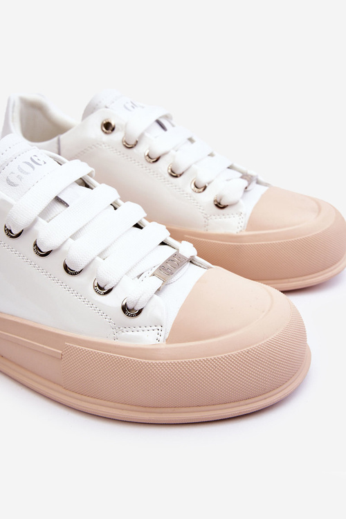 Damskie Lakierowane Trampki Na Platformie GOE LL2N4020 Białe