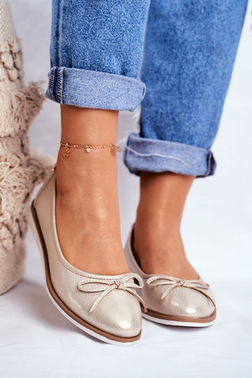 Baleriny Damskie Sergio Leone Złote BL612