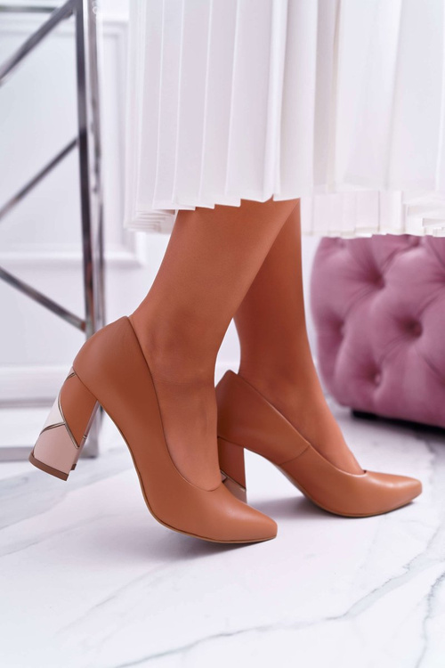 Czółenka Damskie Skórzane Laura Messi 1979 Camel