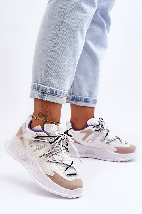 Skórzane Buty Sportowe Na Platformie Białe Sifel