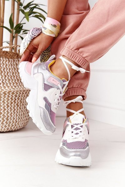 Damskie Sportowe Buty Sneakersy Biało-Różowe Infinity