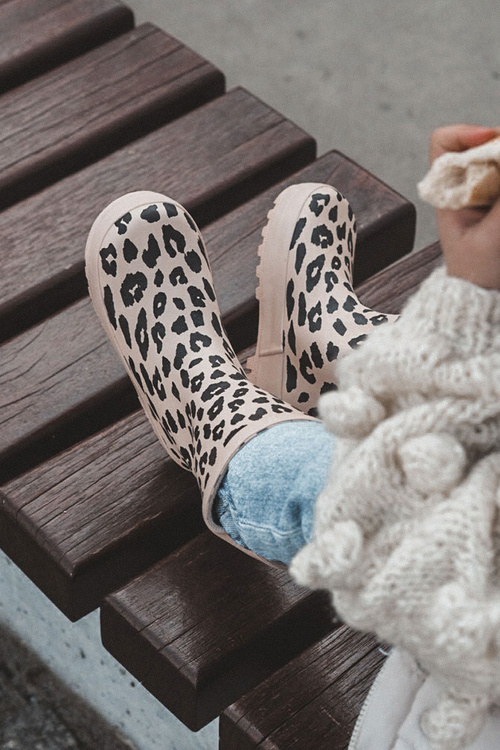 Dziecięce Kalosze W Panterkę Beżowe Nanny