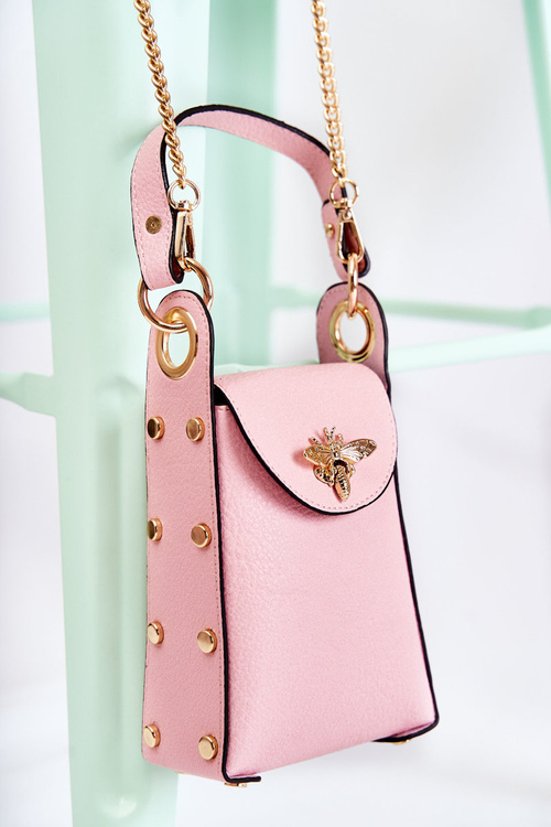 Mała Damska Torebka Z Ozdobą Różowa Ellies