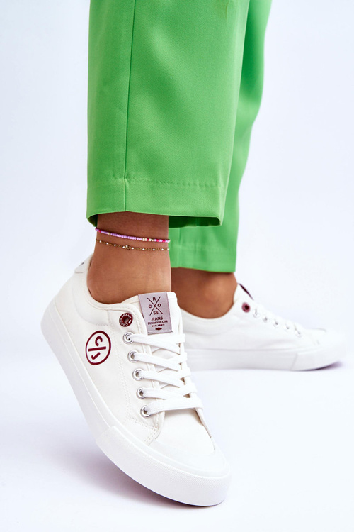 Damskie Materiałowe Tenisówki Cross Jeans LL2R4043 Białe