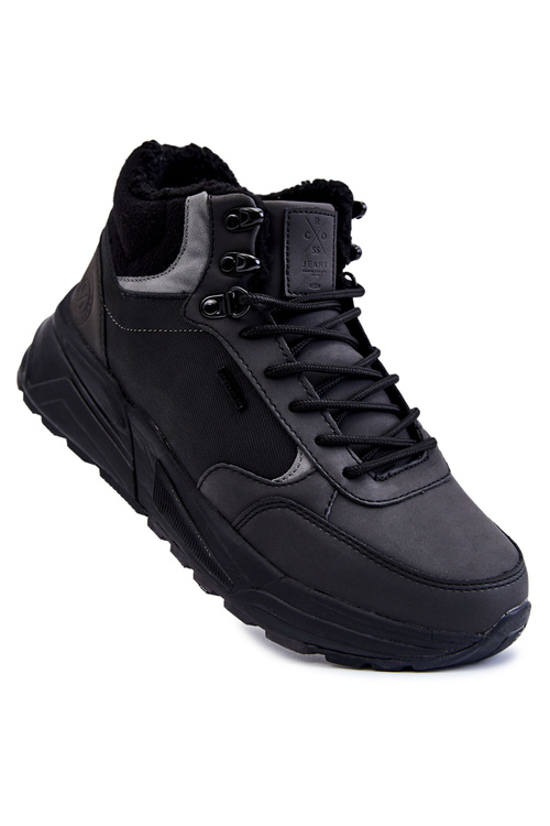 Męskie Ocieplane Buty Trekkingowe Cross Jeans KK1R4031C Czarne