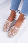 Vices | Białe Mokasyny Baleriny W Kwiaty Siatka Rede