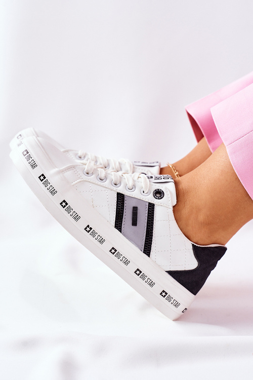 Skórzane Tenisówki Na Platformie BIG STAR II274071 Białe