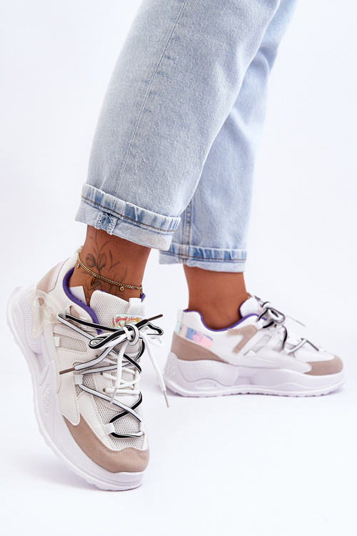 Skórzane Buty Sportowe Na Platformie Białe Sifel