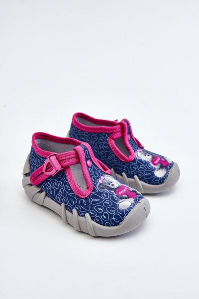 Buty Papcie Befado Miś 110P469 Granatowo-Różowe