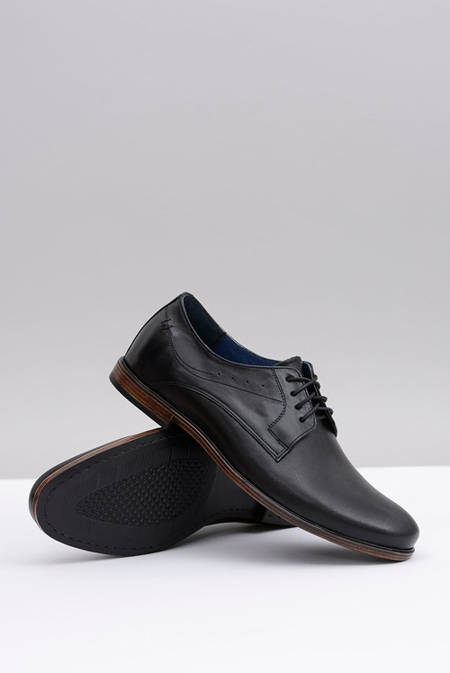 Nikopol Czarne Skórzane Męskie Półbuty James