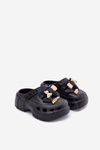 Klapki Dziecięce Dziewczęce Piankowe Z Kokardką I Ozdobami Czarne Selvana