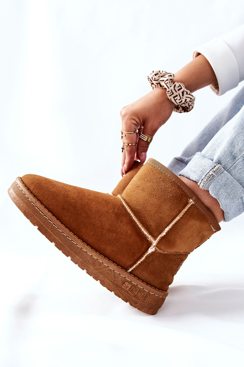 Damskie Skórzane Śniegowce Big Star II274441 Camel