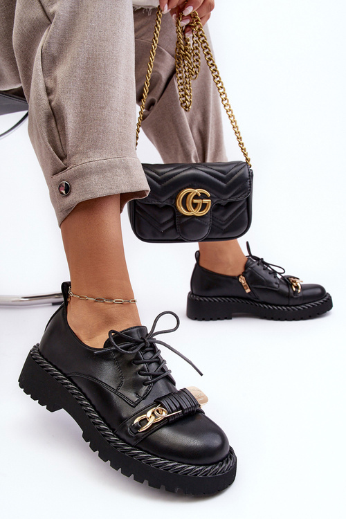 Damskie Skórzane Półbuty D&A MR870-80 Czarne