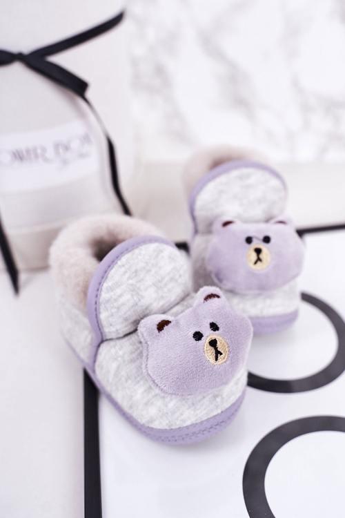 Dziecięce Papcie Na Gumce Z Misiem Szare Pooh