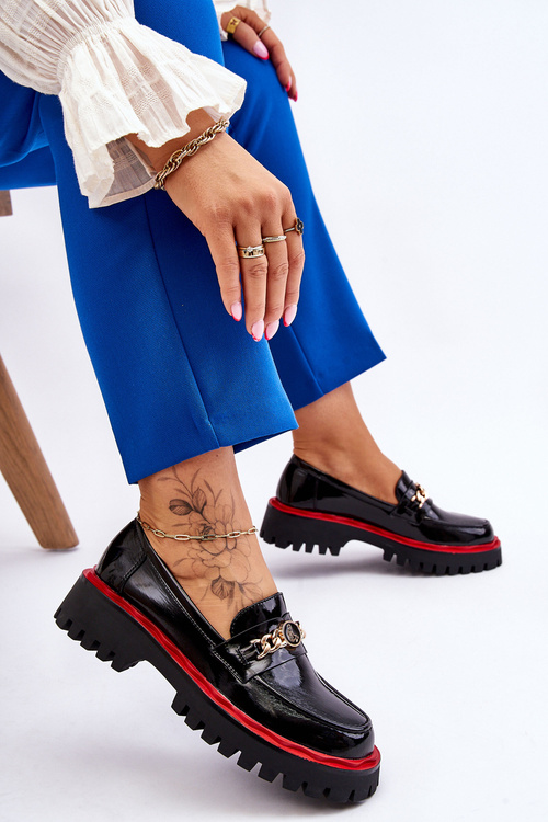 Lakierowane Mokasyny Na Platformie Czarne Ronin