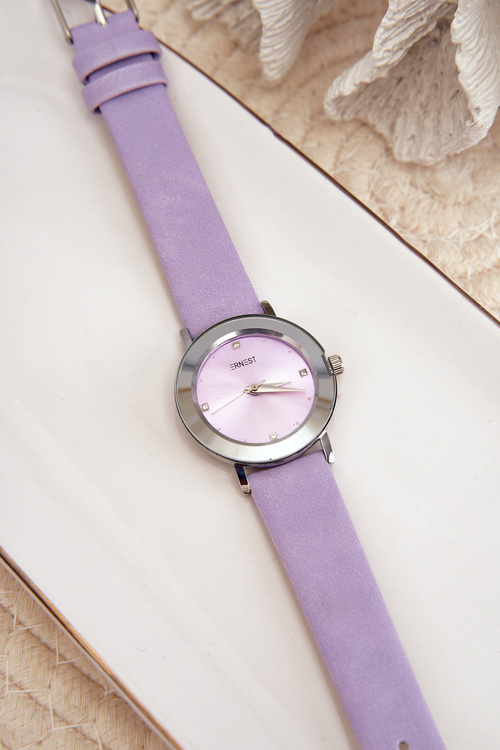 Zegarek Damski Z Fioletowym Paskiem Ernest E62035L
