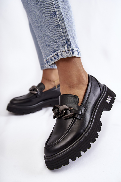 Damskie Półbuty Skórzane Big Star KK274498 Czarne