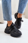 Sneakersy Damskie Na Masywnej Podeszwie Czarne Amoserna