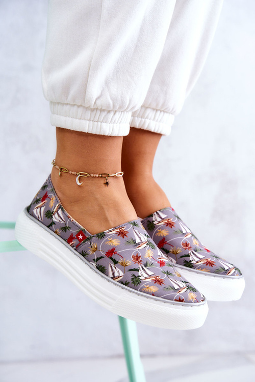 Damskie Tenisówki Slip On Memory Foam Big Star JJ276015 Szare