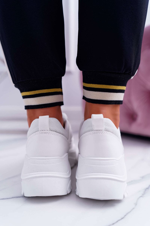 Sportowe Damskie Buty Gruba Podeszwa Białe HighStep