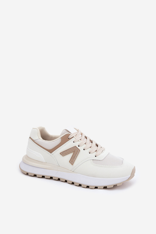 Buty Sportowe Damskie Z Eko Skóry Beżowe Berieta