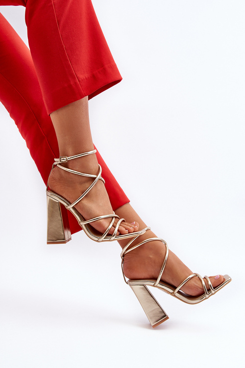 Modne Sandały Na Obcasie Złote Josette