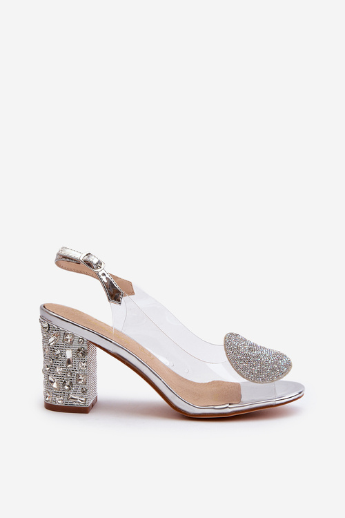 Sandały Transparentne Na Słupku Srebrne D&A MR38-812