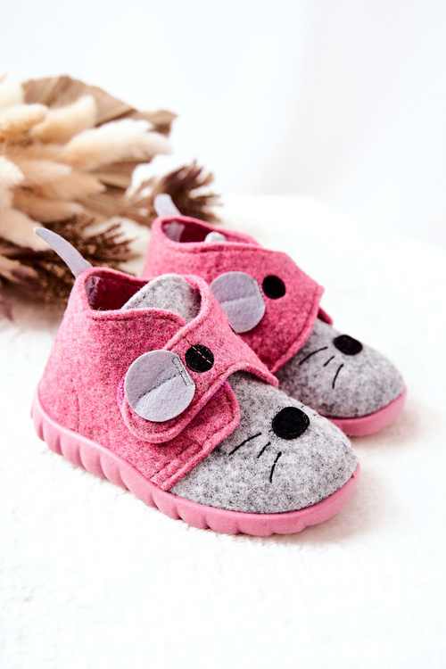 Trzewiki Papcie Befado Myszka 526P104 Różowo-Szare