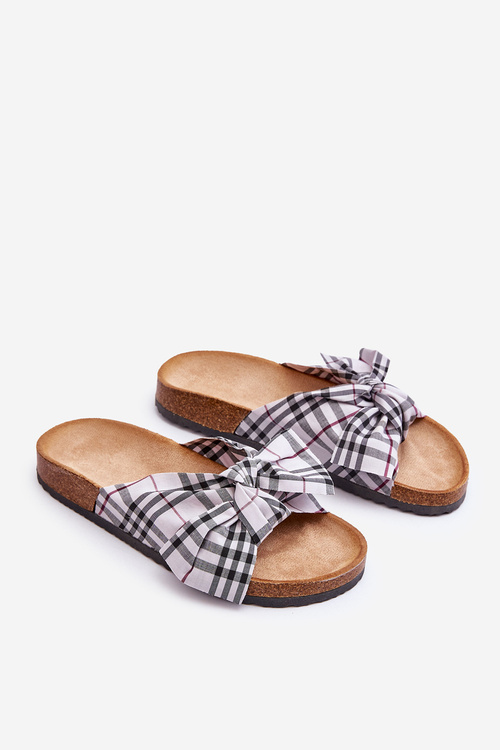 Damskie Klapki Z Kokardą Na Platformie Szare Vero