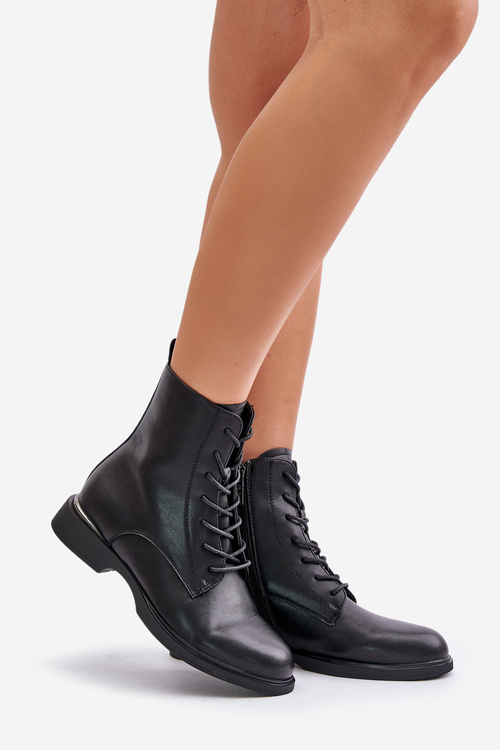 Botki Workery Ocieplane Damskie Skóra Naturalna Vinceza 66691 Czarne