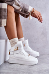 Damskie Ocieplane Wysokie Buty Sportowe Białe Lexa