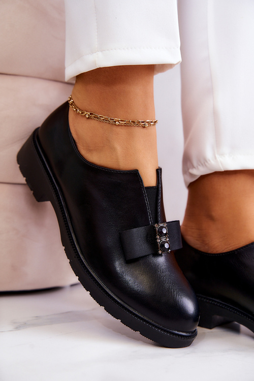 Damskie Półbuty Wsuwane Z Ozdobą Czarne Janelle