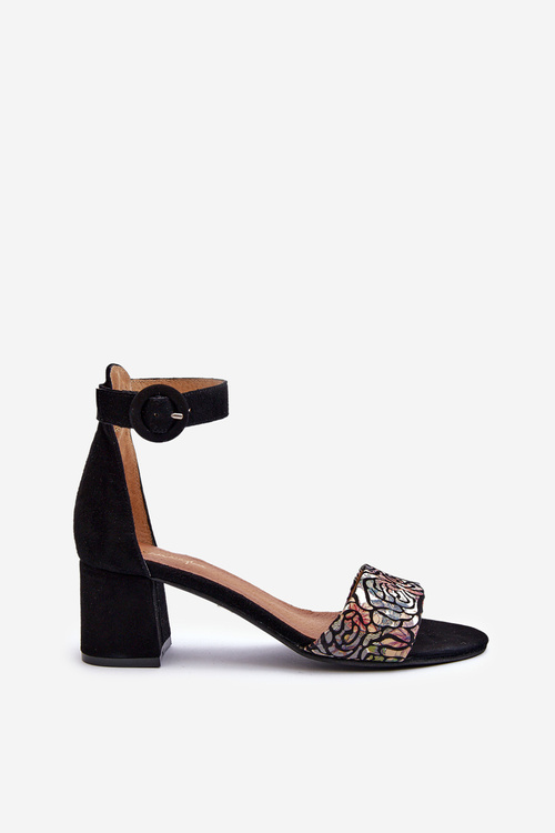 Zamszowe Sandały Na Obcasie Maciejka 04141-48 Czarne