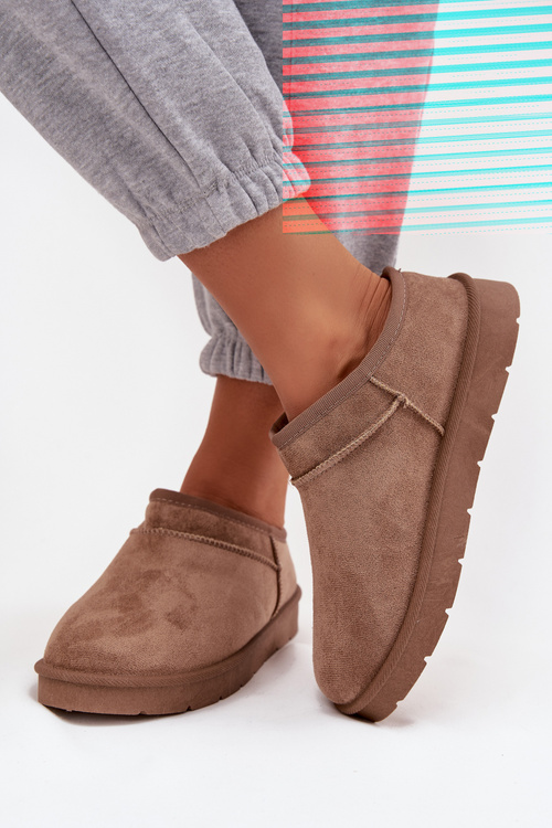 Śniegowce Damskie Ocieplane Futerkiem Brązowe Serenne