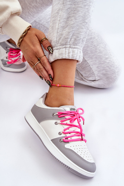 Damskie Klasyczne Buty Sportowe Podwójnie Sznurowane Biało-Szare Jella