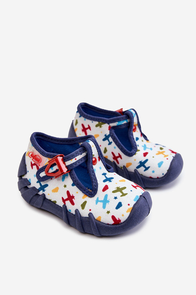 Buty Papcie Befado Samoloty 110P463 Biało-Granatowe