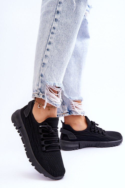 Damskie Wsuwane Buty Sportowe Sneakersy Czarne Rosett