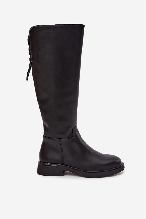 Ocieplane Kozaki Damskie Z Naturalnej Skóry Na Płaskim Obcasie Vinceza 66822 Czarne