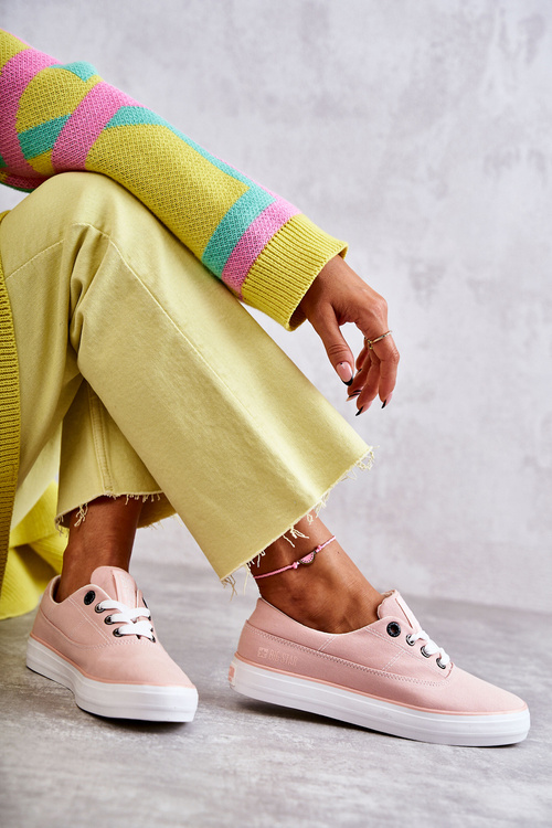 Materiałowe Damskie Tenisówki Big Star KK274020 Nude