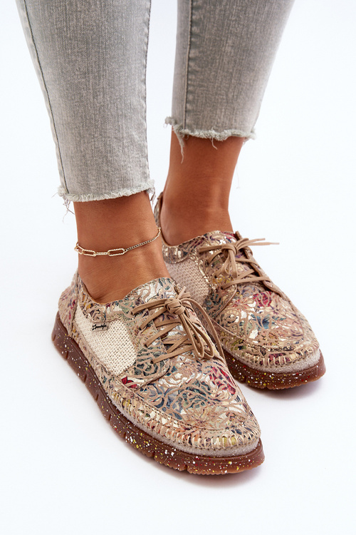 Wzorzyste Półbuty Damskie Maciejka 06347-04 Beżowe