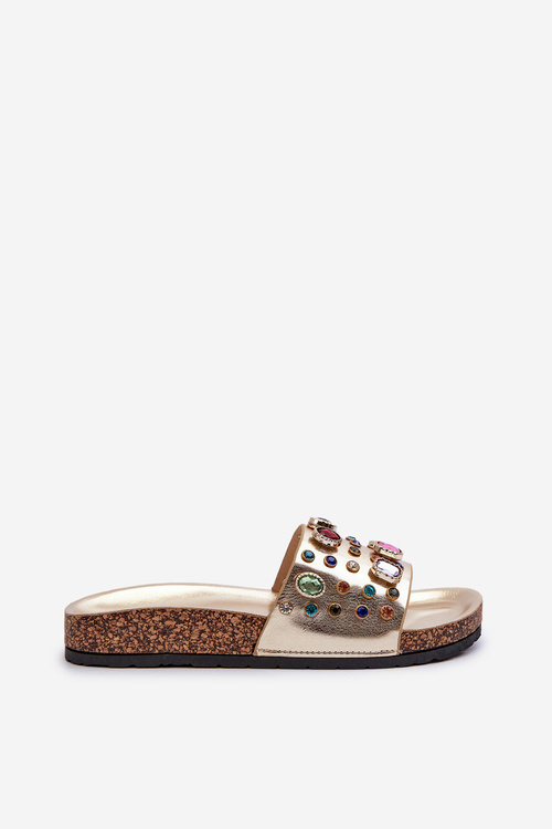 Klapki Damskie Z Ozdobami S.Barski MY122 Złote