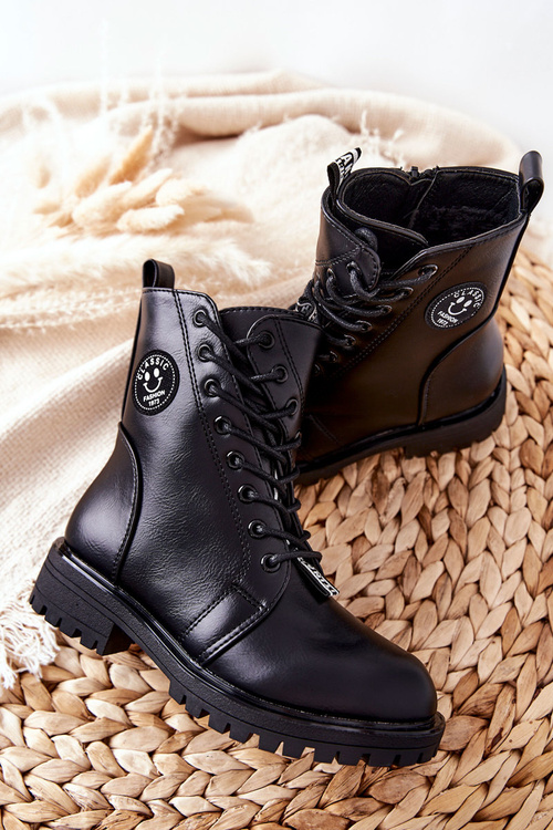 Dziecięce Ocieplane Botki Workery Czarne Rosalie