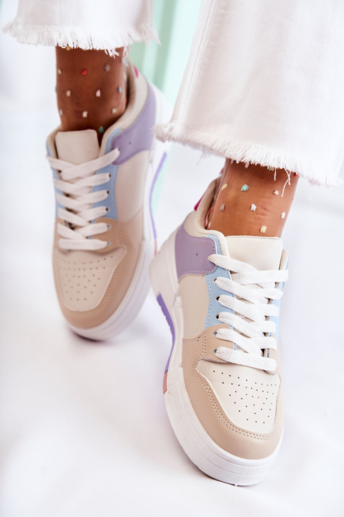 Damskie Skórzane Buty Sportowe Beżowe Francis