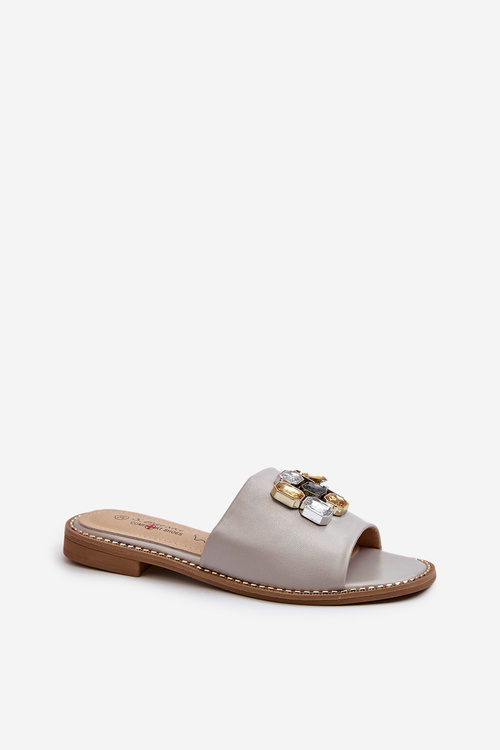 Klapki Damskie Z Ozdobami S.Barski KV27-031 Beżowe